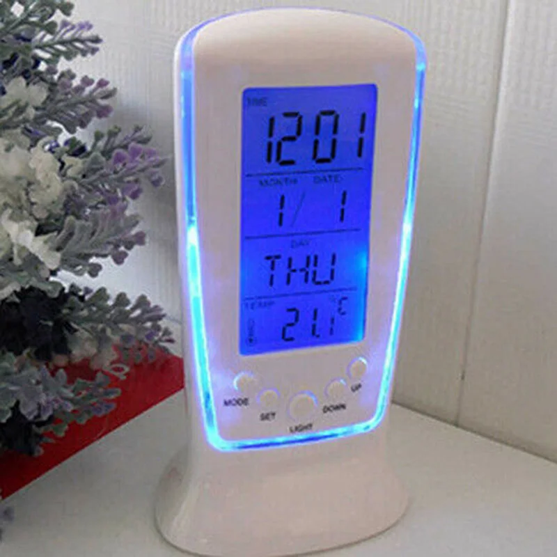LED Digital Table Alarm Snooze Clock Night Light Thermometer Displayer SUB Sale