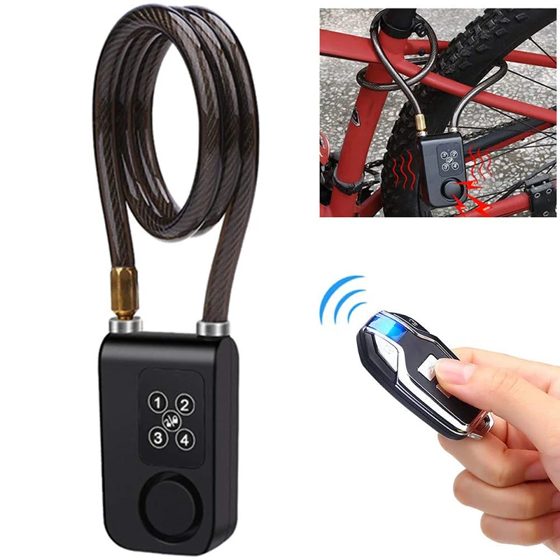 Alarm Lock Wireless Remote Control  Bicycle Lock Timely Alarm Waterproof Electric Bike Motorcycle Chain Smart Bluetooth Remote