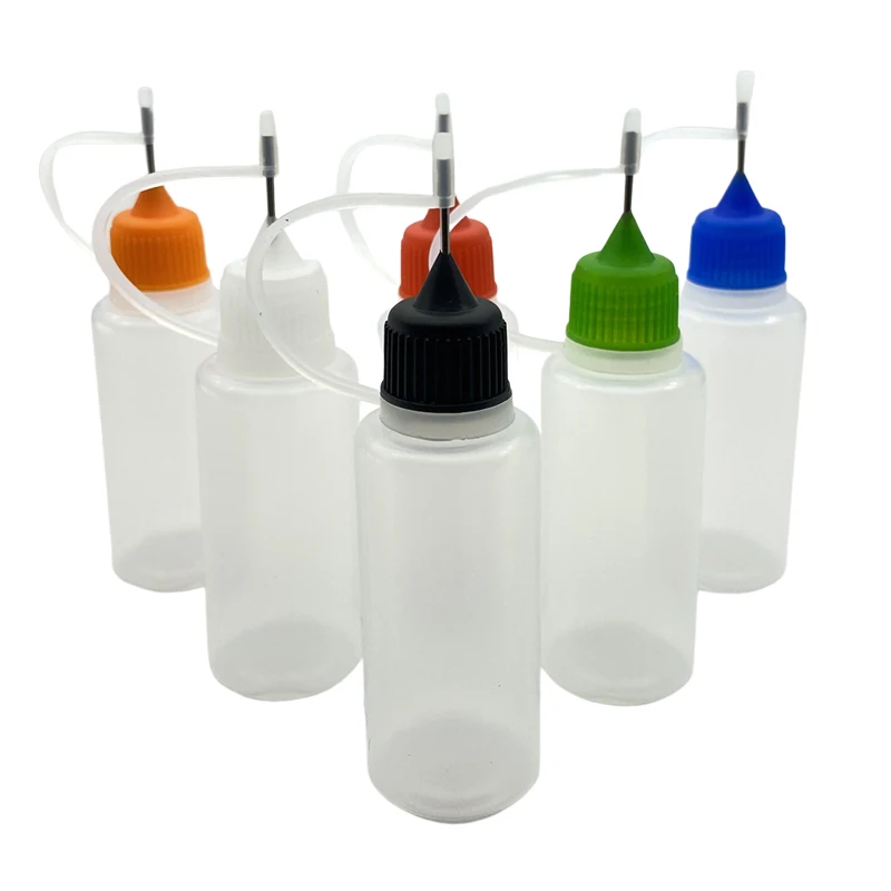 50pcs Empty 20ml Plastic Dropper Bottles With Metal Needle Cap E Liquid Vial Soft PE Bottle