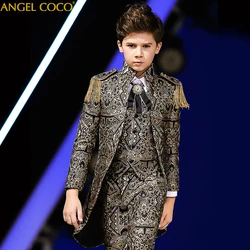 Golden stamping 2020 Suit for Boy communion wedding dress for boy kids Costume Enfant Garcon Mariage Boys Suits Abito da ragazzo