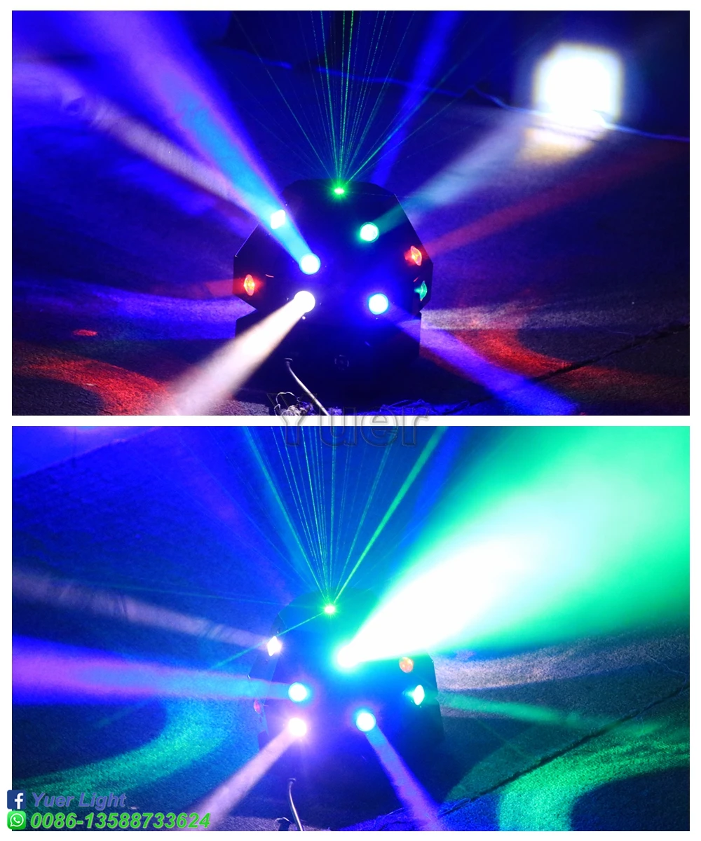 16X3W RGBW LEDเห็ดและสีเขียวLED Beam Moving HeadไฟLED Beamเลเซอร์2IN1 DJ Party Stage