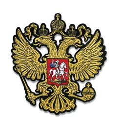 Russia National Emblem Patches Iron on Coat Double Eagle Back Rubber Embroidery Clothing Accessories Biker Patches