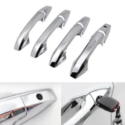 4Pcs Car Door Handle Knob Cover Catch Cap Frame Case Chrome Carbon For Honda CR-V CRV SUV 2008 2009 2010 2011 Auto Styling