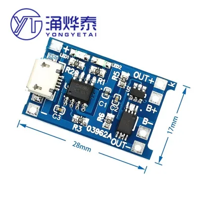 

YYT TP4056 18650 lithium battery 3.7v 3.6V 4.2V lithium battery charging board 1A overshoot and overdischarge protection