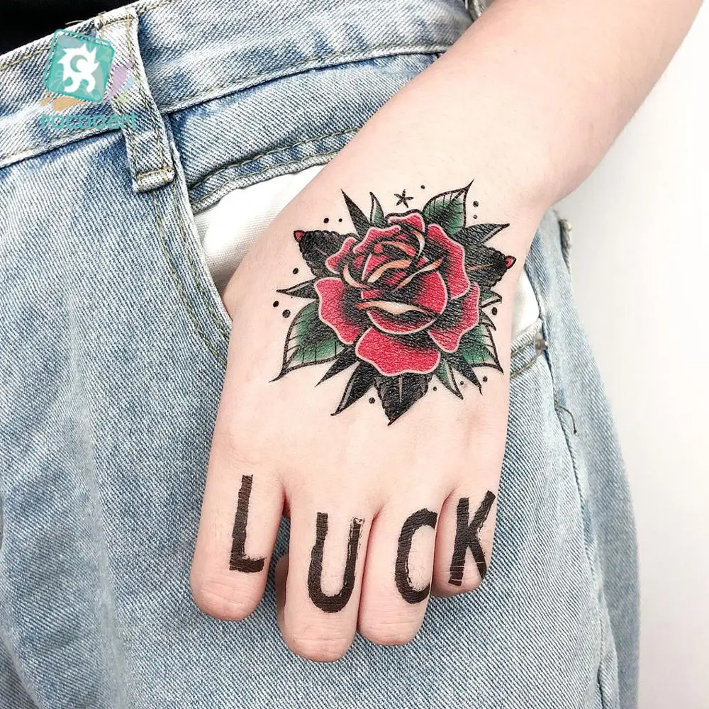 Waterproof Temporary Tattoo Sticker Flower Rose Fake Tatto Flash Tatoo Hand Arm Foot Back Tato Body Art For Girl Women Men image 3