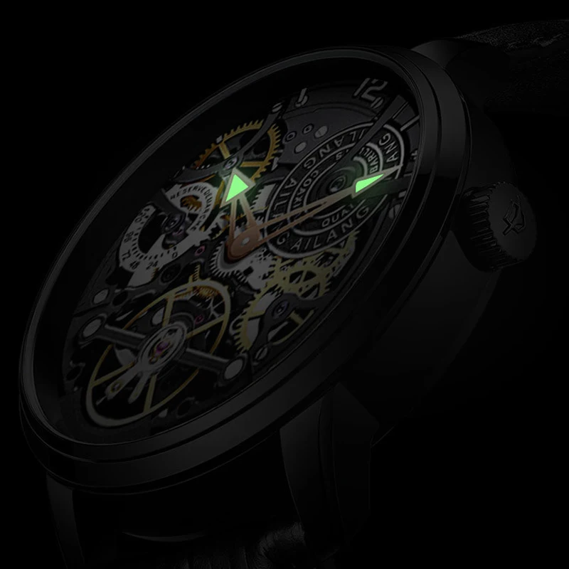 Imagem -03 - Ailang-relógio Turbilhão de Luxo Masculino Oco Impermeável Aço Completo Luminoso Steampunk Esqueleto Mecânico Moda