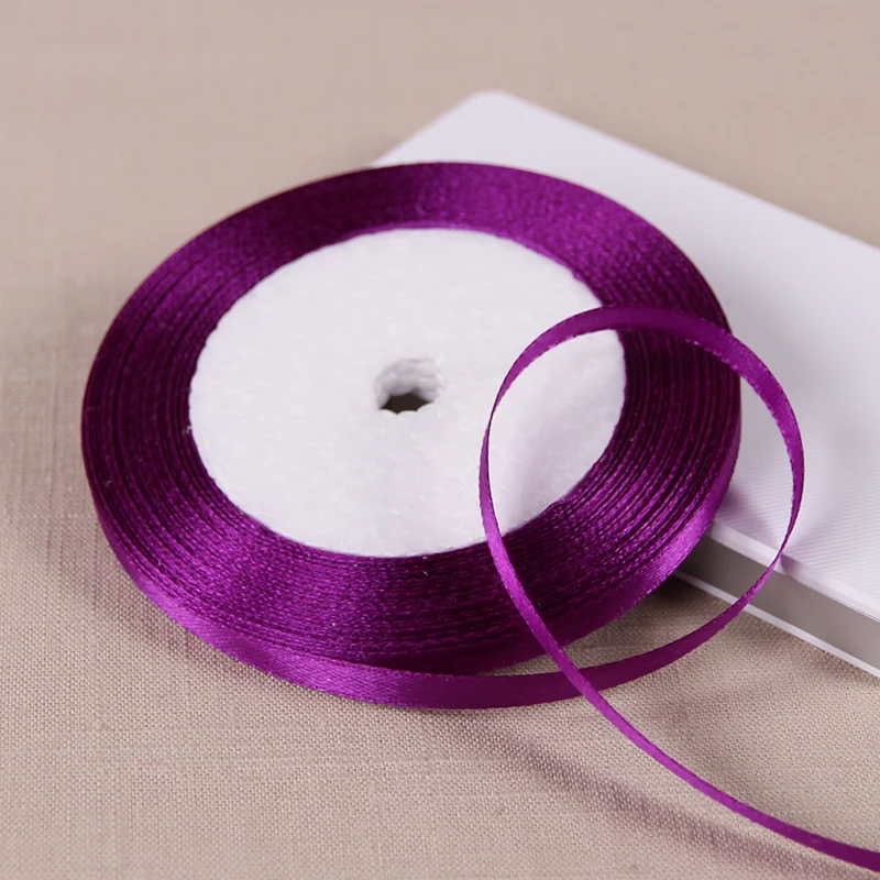 6mm Seidensatinbänder Länge 25 Yards/Rolle Weihnachtsfeier Hochzeitsdekoration Bänder DIY Mädchen Haarschleifen Accessoires – Detail 22