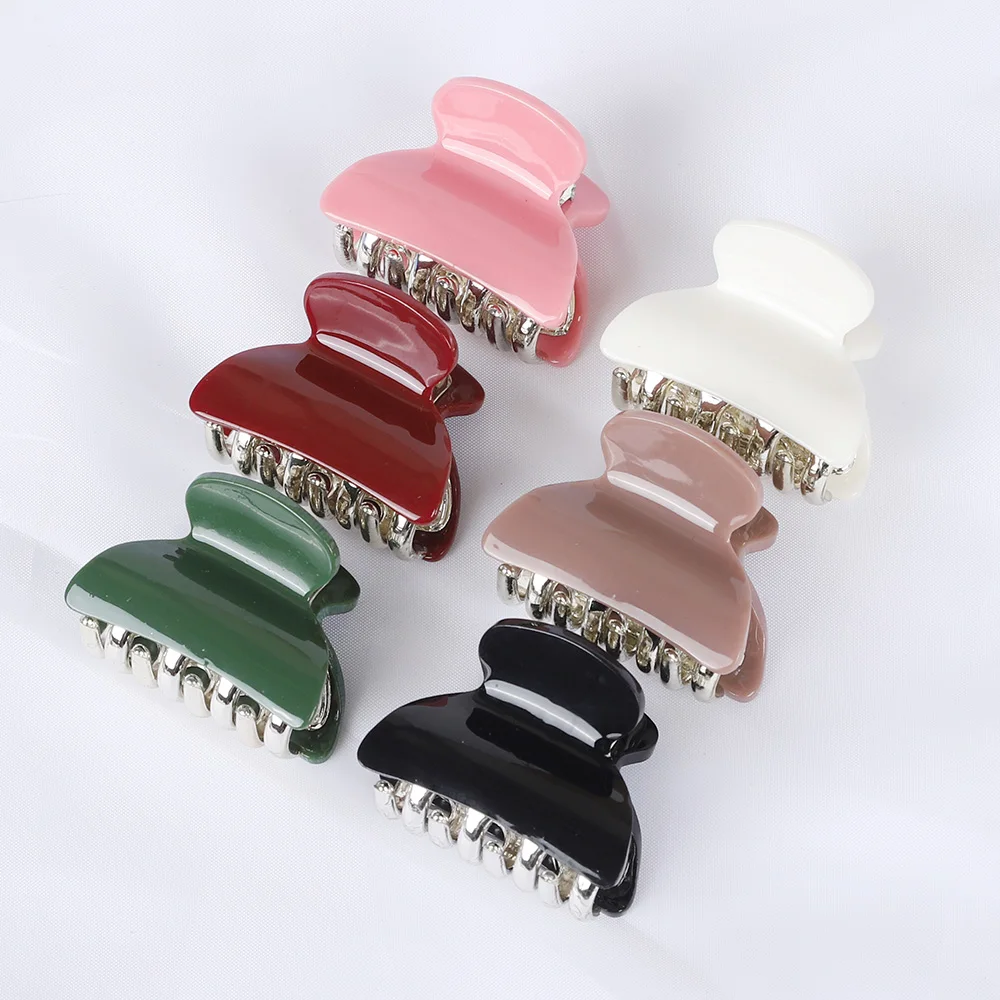 6PCS Acetate Acrylic Small Crab Hair Claw Clips Women Girls Cute Print Leopard Plastic Hair Clamps Barrette Hair Accessories Set