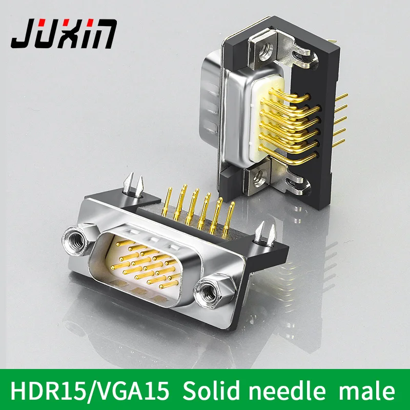 VGA plug 3 row 15 needle 90 degree bend HDR15 solder board business master 15P interface circuit board DB15 needle connector