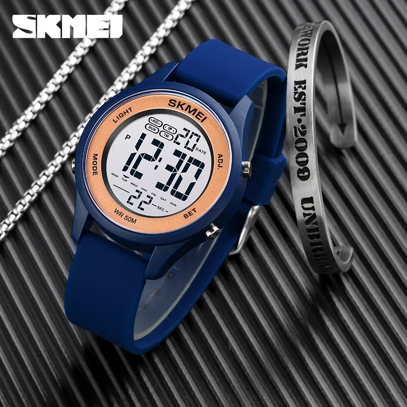 SKMEI Fashion Digital Kids Watches Waterproof LED Count Down Stopwatch Children\'s Wrist Watch Electronic Clock For Boys Girls
