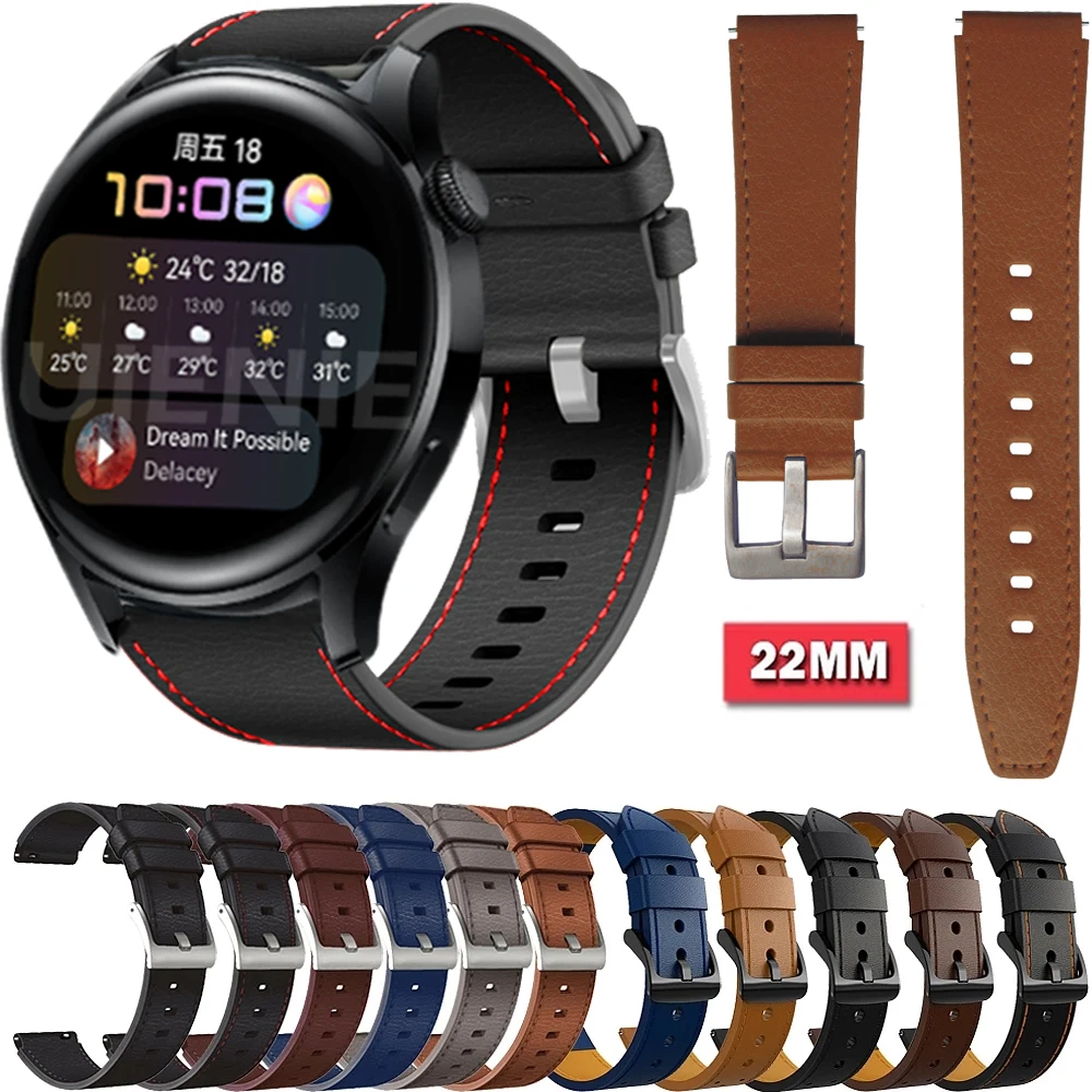 Correa de cuero para reloj Huawei Watch 3/ Gt 2, pulsera de repuesto de 46mm, gt2 Pro, 22mm