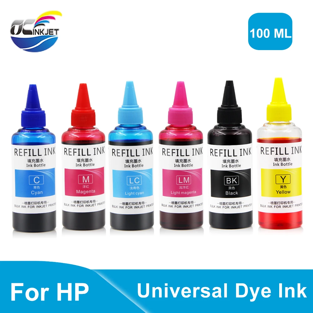 100ML Universal Refill Dye Ink Bottle For Epson L800 L1300 1390 For HP Canon Brother Deskjet Desktop Printer 6 Colors