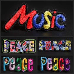 Colorful letters Clothing patches Peace music English Words DIY Embroidered badge Backpacks Jeans decorate Iron On Clothes