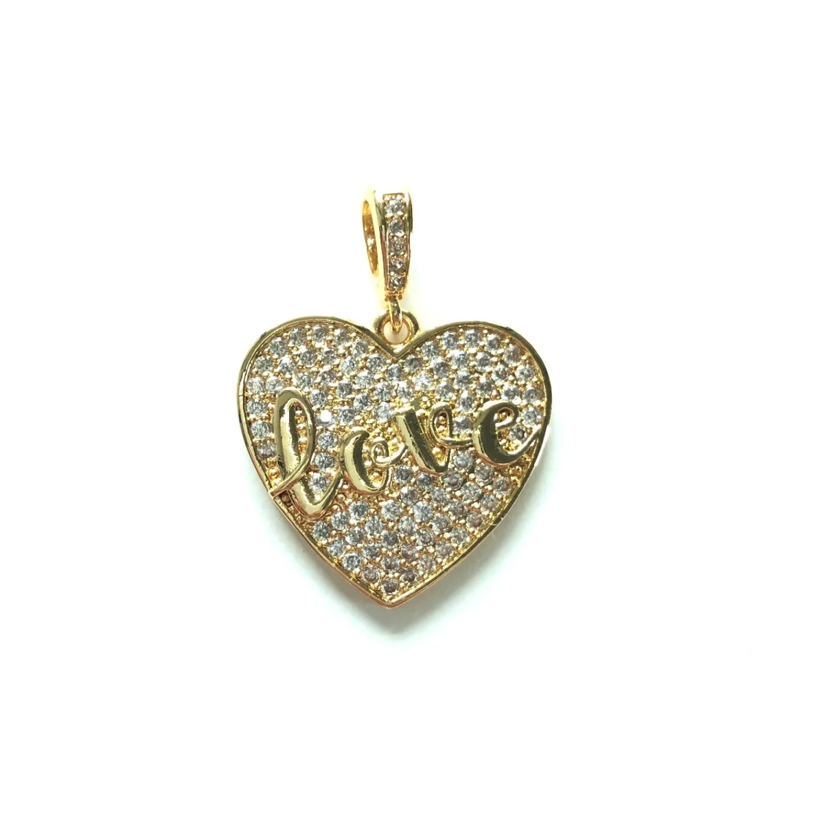 5pcs LOVE Letters Heart Charms Women Bracelet Making Girl Necklace Pendant Cubic Zirconia Earring Accessory Jewelry Craft Supply