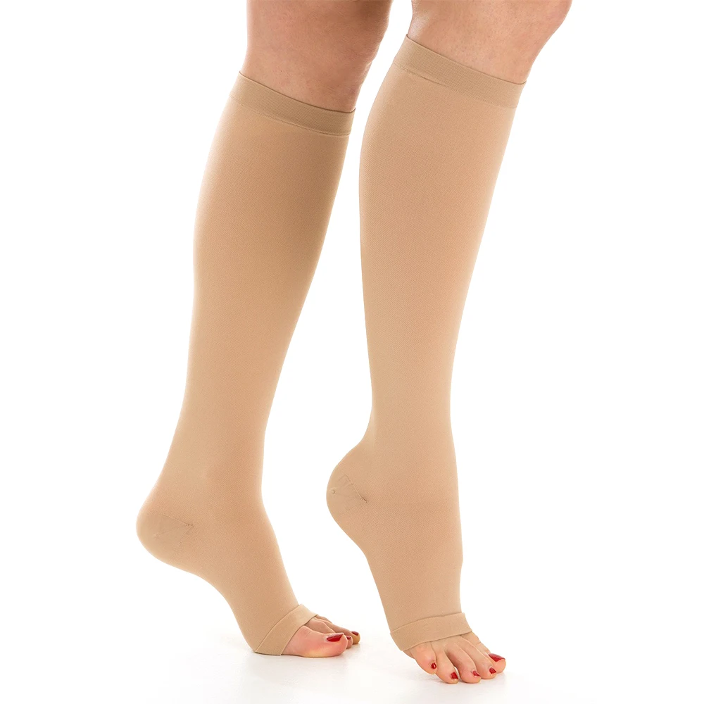 Men Medical Knee High Open Toe Compression Stockings Support 20-30 mmHg Socks Calf Sleeve Hose Pain Varicose Veins Edema Flight