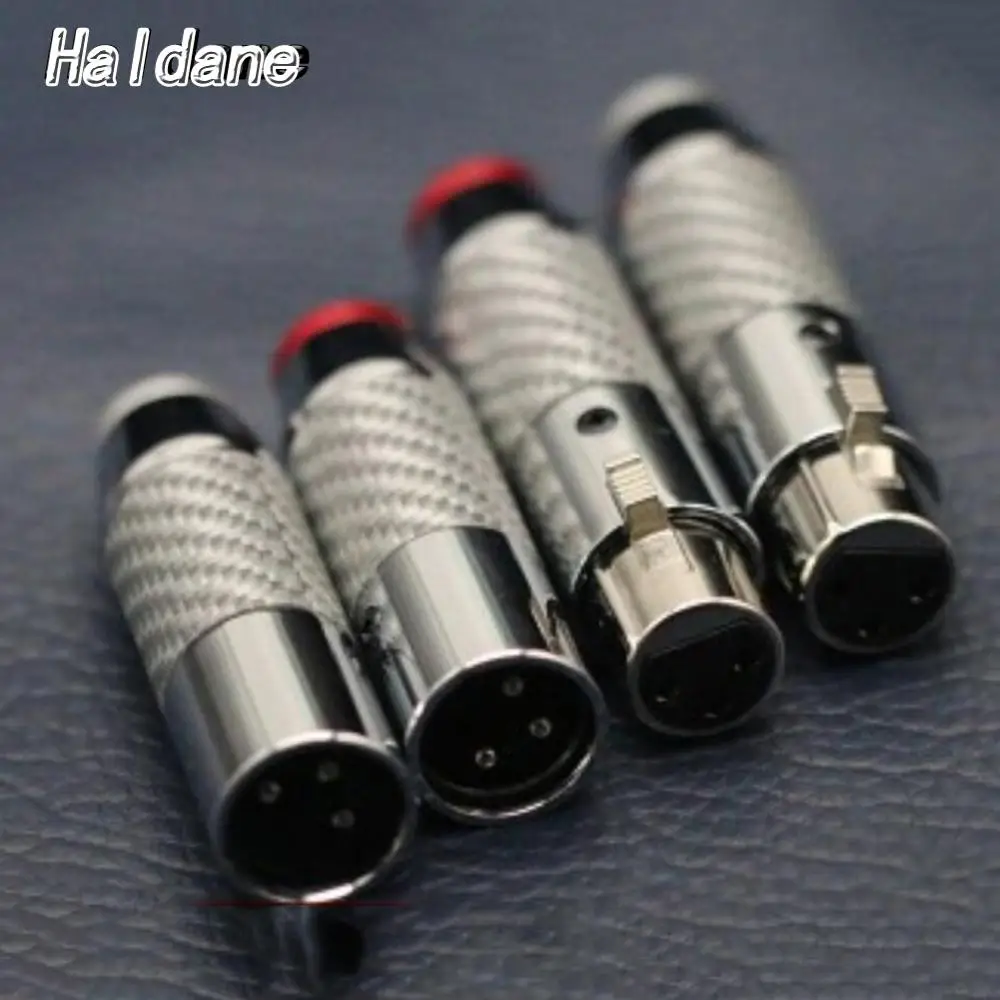 Haldane 4 ชิ้นไฮไฟ 3 พินคาร์บอนไฟเบอร์ XLR ปลั๊กไมโครโฟน XLR ชายและหญิงสําหรับ DIY XLR Balanced Cabl