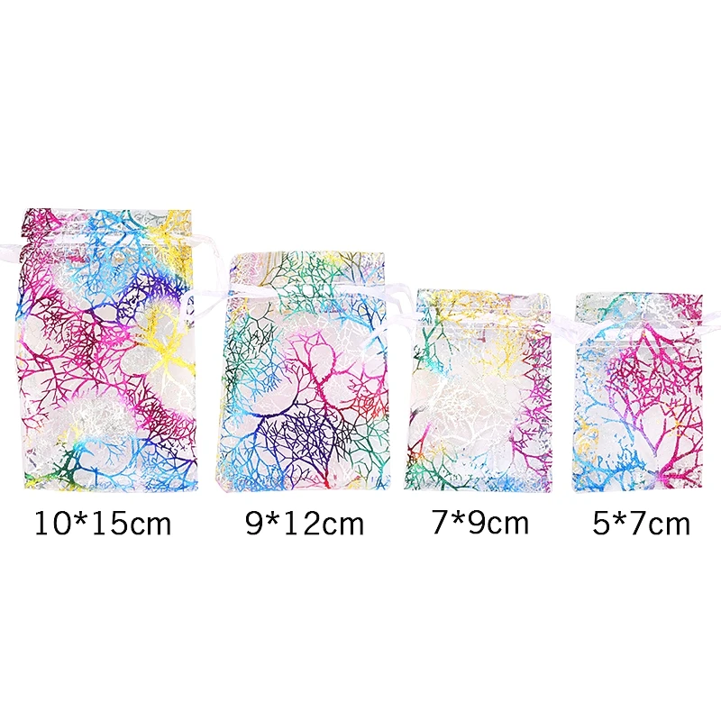 Wholesale 5*7 7*9 9*12 10*15cm Colorful Organza Bags Drawstring Jewelry Packaging Bags Wedding Gift Bags Jewelry Pouches