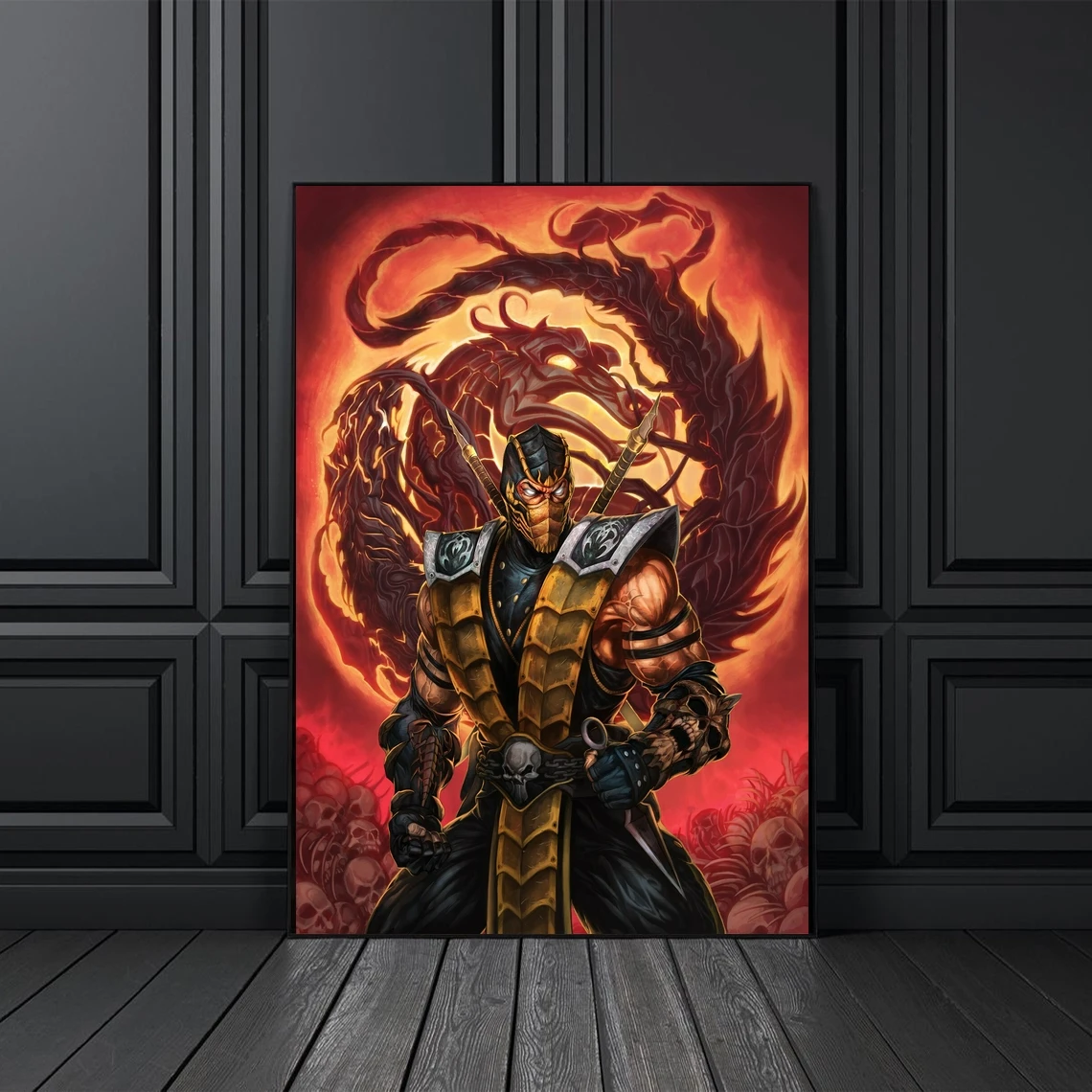 Mortal Kombat X Classic Retro Movie Poster Cover Canvas Print Custom Poster Home Decoration Wall Painting (No Frame)