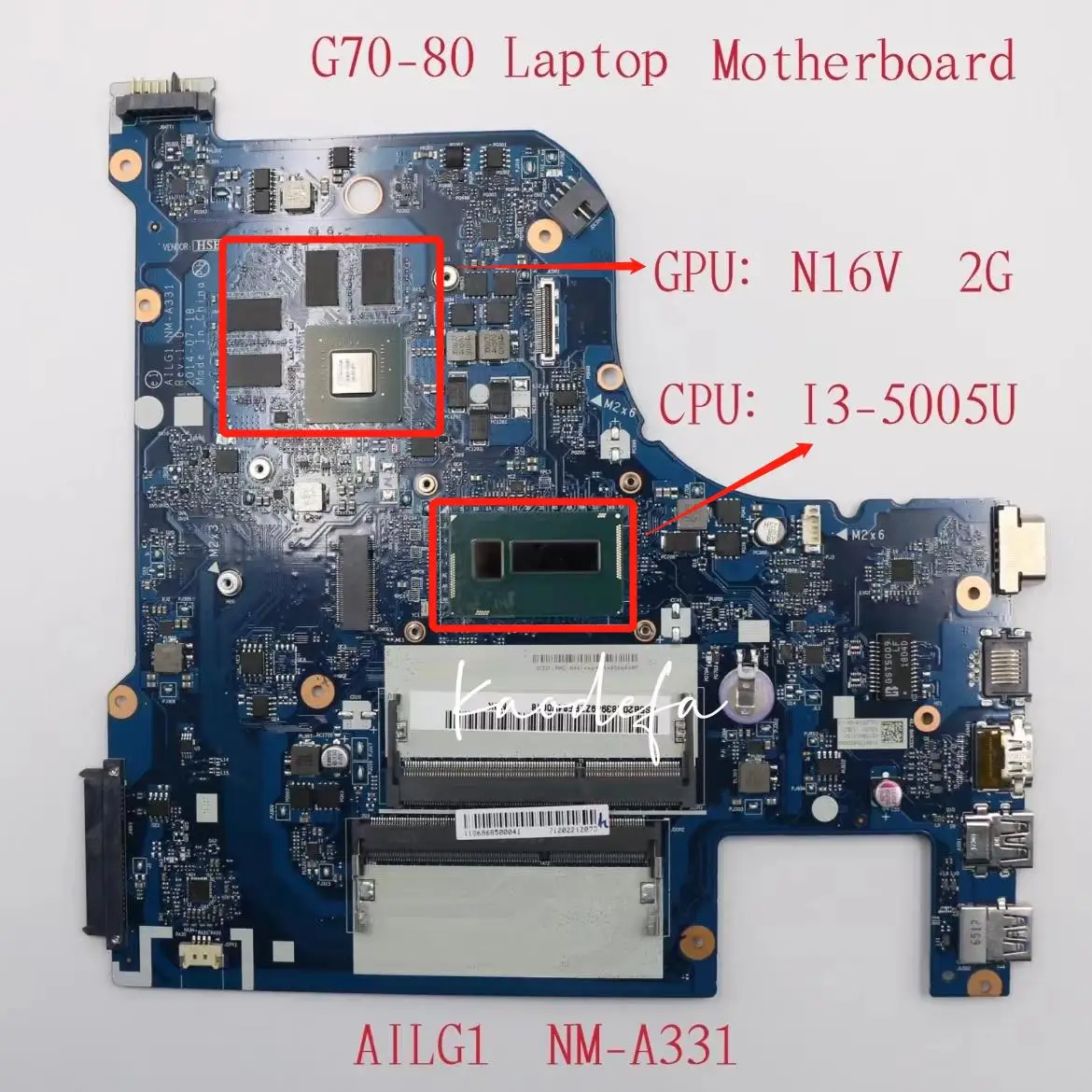 

NM-A331 For Lenovo G70-80 Laptop Motherboard CPU:I3-5005U GPU:N16V 2G DDR3 FRU:5B20K83949 5B20H70656 5B20H70640 5B20H70721