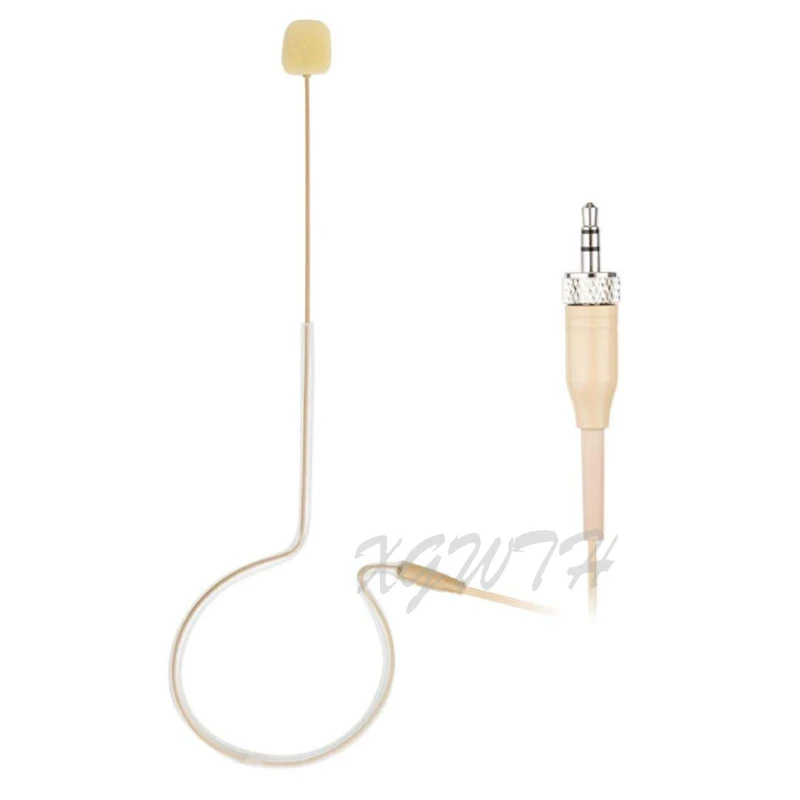 Beige Headset Microphone Single Earhook Head Headworn Mic for Sennheiser Wireless System & Bodypack Transmitter 3.5mm Screw Lock