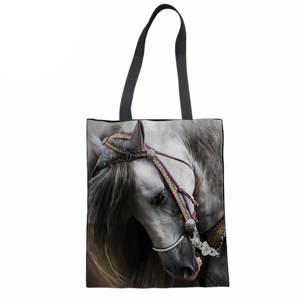 

Noisydesigns Ladies Handbags Reusable Shopping Bag Teen Girls School Bag Female Soft Large Bags For Beach Horse Bag Women