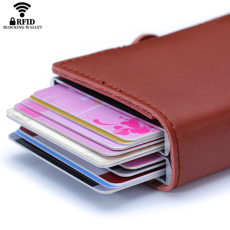 Custom Name Men Women Credit Card Holder Wallet Short Tri-fold Double Box Credit card Case Bag Protection Credit Card Holder Men