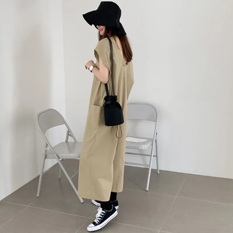 Women's Khaki V Neck Wide Leg Oversized Jumpsuit Fashion Loose Fit Suspender Pants Casual Onesie BF Style Overalls