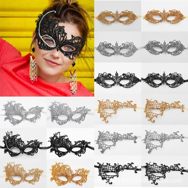 Black Gold Silver Rhinestone Diamond Lace Sexy Women Masks Masquerade Party Venetian Fancy Dress Carnival Costume Mask