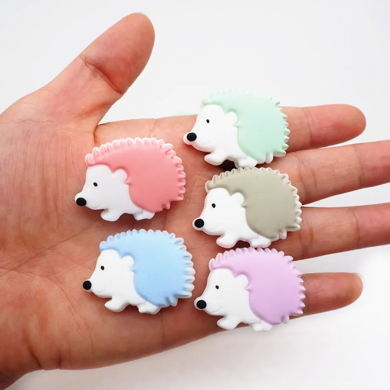 Chengkai 10pcs Silicone Hedgehog Teether Beads DIY Baby Koala Animal Cartoon Teething Sensory Toy Pacifier Jewelry Making Beads