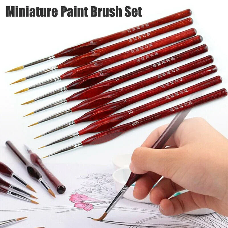 

9pcs/set Fine Hand Painted Thin Hook Line Pen Sable Hair Paint Brush Gouache Watercolor Oil Painting Pen For Artist Accessories