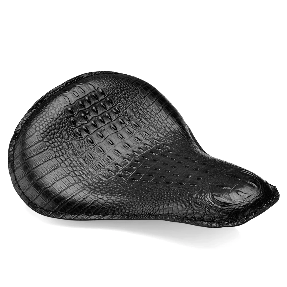 High Quality Motorcycle Retro Brown/Black Crocodile Leather Solo Seat for Harley Custom Chopper Bobber Leather Saddle Seat