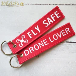 MiFaViPa 2 PC Pilot Keychains Embroidery Fly Safe Keychain Fashion Trinket Red Drone Lover Key Chain for Aviation Christmas Gift