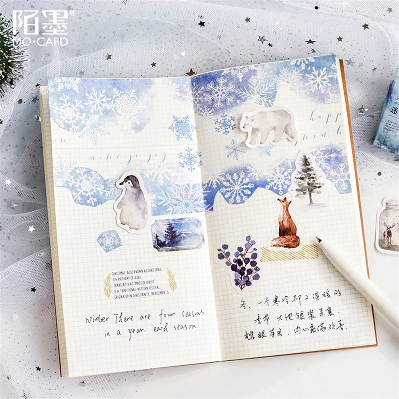 46 Pcs/Box Forest Mist Sticker Decoration DIY Scrapbooking Sticker Stationery Kawaii Handbook Notes Decorative Stickers