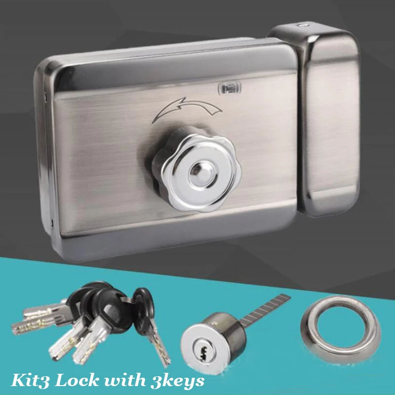 12V Electric Lock Motorized Door Lock Compatible with Intercom Alarm System Villa Entry Door Lock Knob