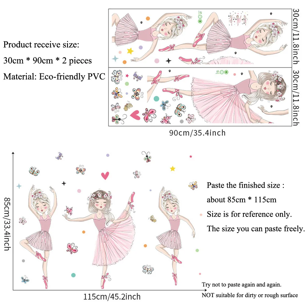 Beautiful Dancing Girl Wall Sticker For Girl's Kids Room Decor Bedroom Home Decoration Self-adhesive Stickers Beautify Wallpaper