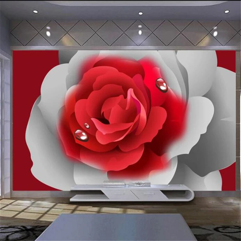 wellyu Customized large murals fashion home decoration romantic red rose TV background wall wallpaper papel de parede