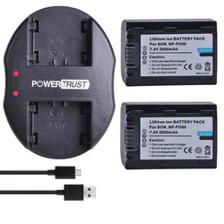2000mAh NP-FH50 NP FH50 Batteries +Dual USB Charger for Sony A230 A330 A290 A390 DSC-HX1 HX100 HX200 HDR-TG1E TG3 TG5 TG7