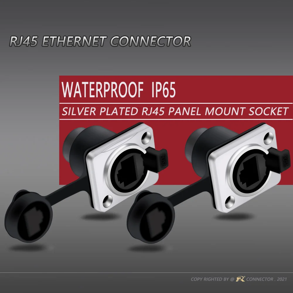 RJ45 Waterproof Network Connector,Copper Pins 8p8c Female Chassis Panel Mount Sockets RJ45 Ethernet Connector IP65 Straight Type