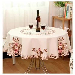 European Garden Round Table Cloth, Embroidery Tablecloth, Voile Ornament, Table Mat 220cm, 86 