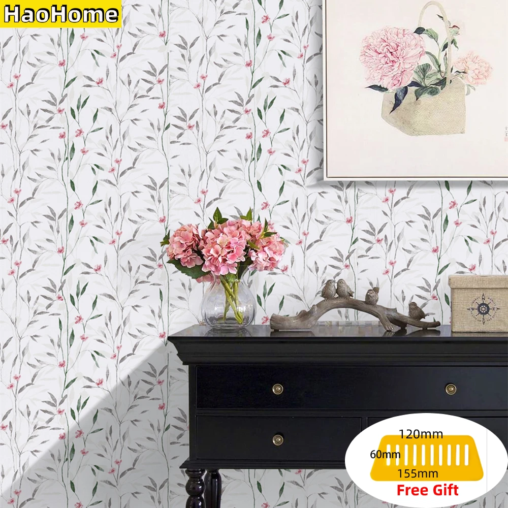 HaoHome Peel and Stick Floral Wallpaper Wall Murals Vinyl Self Adhesive Wall Paper Design for Walls Bedroom Home Decor