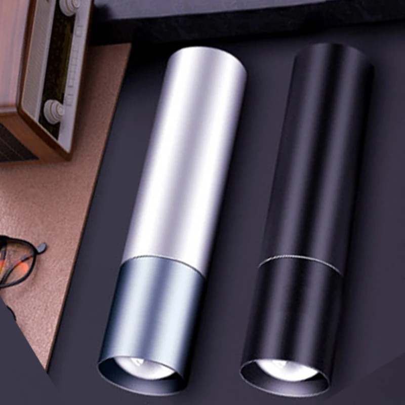 Mini LED Flashlight USB Rechargable 3 Lighting Mode Waterproof Torch Telescopic Zoom Stylish Portable Suit for Night Lighting