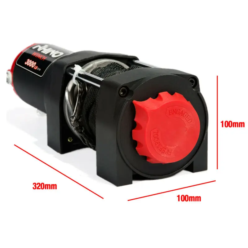 12V-3000lb Dyneema เชือกสังเคราะห์-ATV Off Road สีดำไฟฟ้า Winch