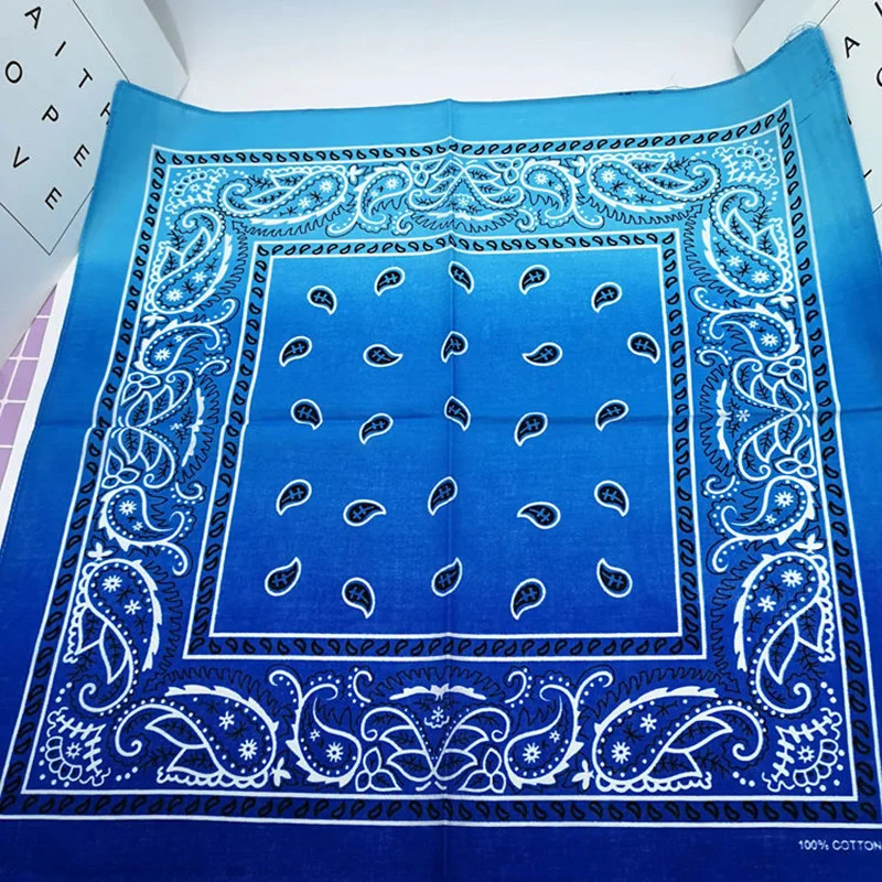 Nova cor gradiente hip hop algodão bandana lenço quadrado bandana cachecol caju turbante presentes para mulher/homem/meninos/meninas 55cm * 55cm