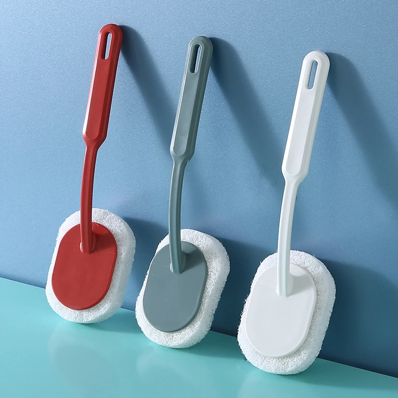 Bathroom Long Handle Standing Brush Wall Hanging Bathtub Floor Tile Sponge Head Wipe Toilet Kitchen Dishwashing Cleaning Tool