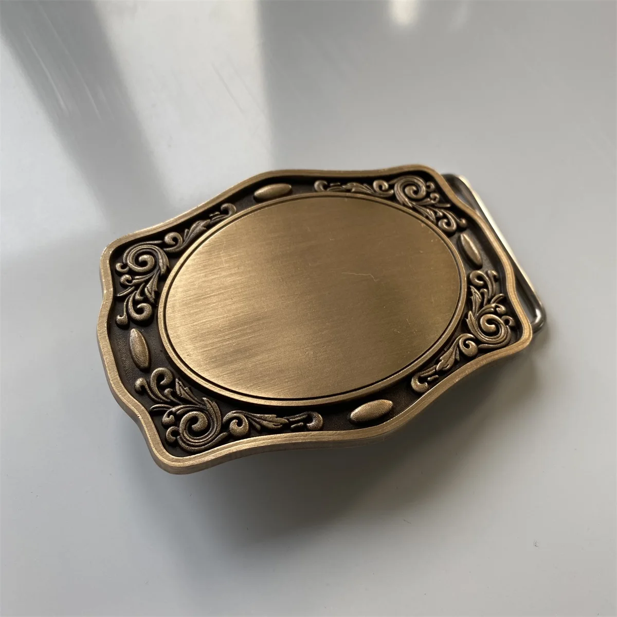 Antique Brushed Bronze Plated Western Flowers Trims Custom Blank Belt Buckle BUCKLE-T091AB Free Shipping