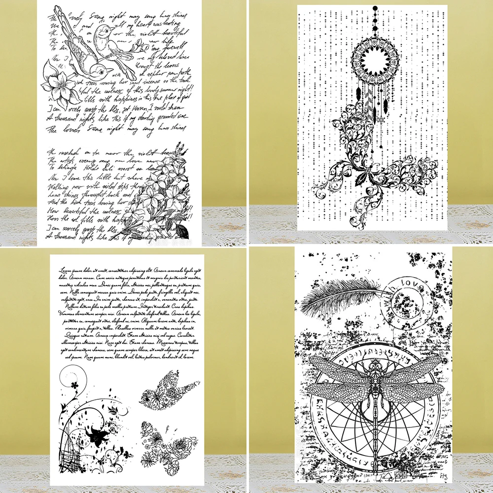 AZSG Vintage Butterfly text Clear Stamps/Seal For DIY Scrapbooking Card Making Album Decorative Silicone Stamp Craft image 2