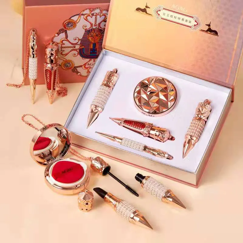 Queen's Scepter Makeup Set, Almofada De Ar, BB Cream, Mascara, Delineador, Batom, Kit Tint Lip, Caixa De Presente