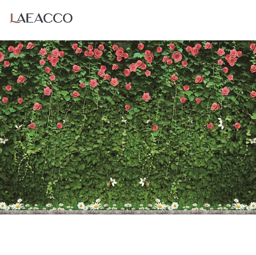 Laeacco Spring Green Plants Flowers Wall Photography Backdrop Wedding Birthday Party Baby Shower Child Photo Studio Backgrounds