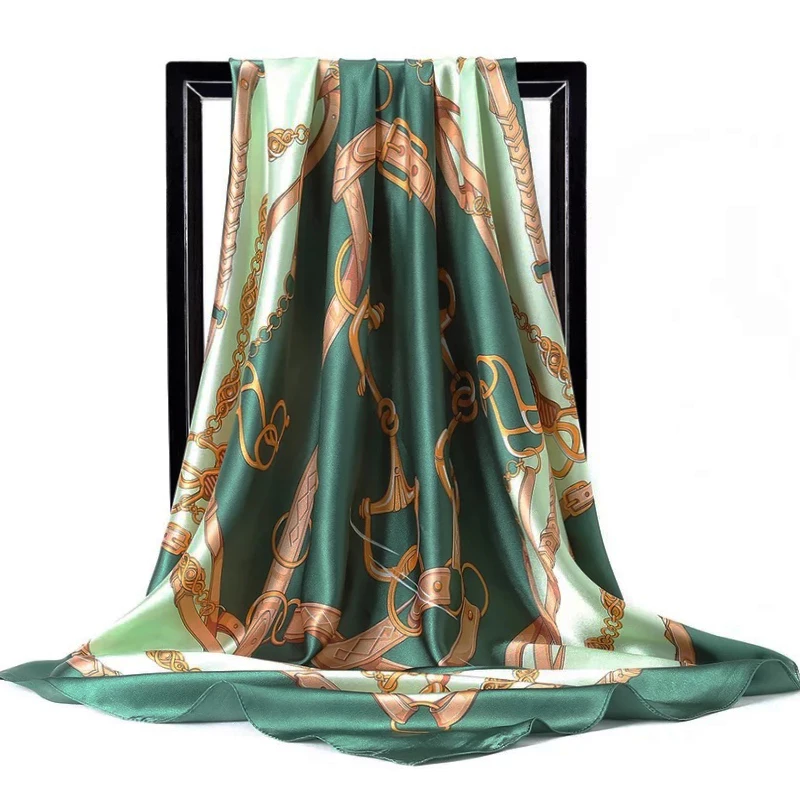 Foulard en Satin de Marque de Luxe pour Femme, Châle à la Mode, Imprimé Léopard, Carré 90x90cm, Bandana Parbones, Écharpe de Sauna