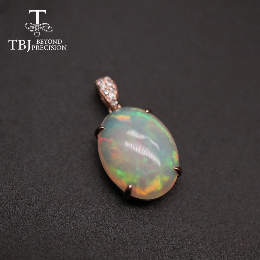 

14k rose gold diamond 5.7ct Opal pendant Natural Ethiopia Opal oval cut 12*16mm gemstone fine 585 jewelry for women gift